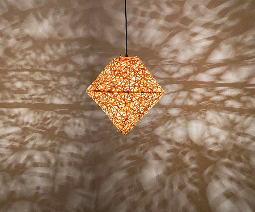 Handwoven Bamboo Lighting Fixture Bamboo Pendant Light Etsy