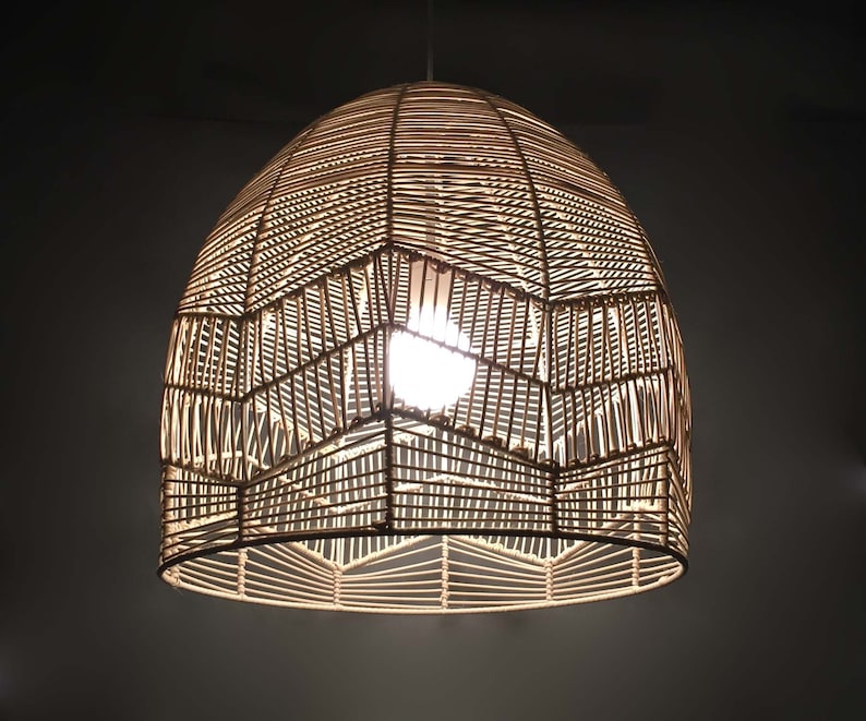Rattan Pendant Light Fixtures Natural Rattan Color Rustic Etsy