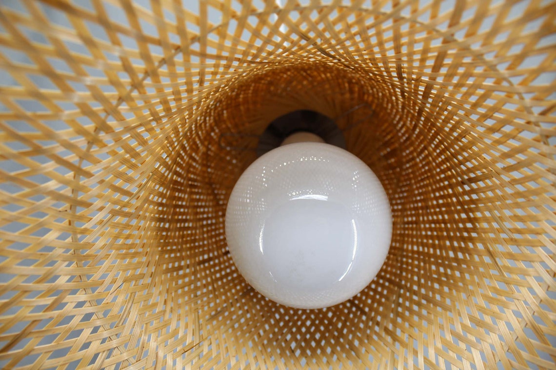 Handmade Hat Lighting Hat Pendant Light Bamboo Pendant Etsy