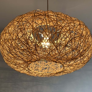 Oval-shaped Rattan Lighting Fixture -Natural Rattan Pendant Light -Rural Style Lighting - Voltage 110-240V/50-60Hz - Using Worldwide