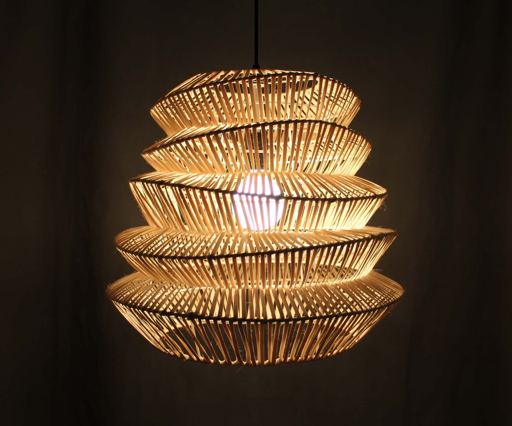 Creative Tower Rattan Pendant Lights, Natural Rattan Ceiling Lamps ...
