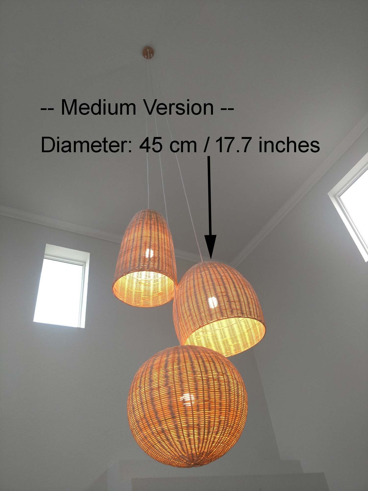 One Rattan Basket Pendant Light With One Lampholder Rattan Etsy
