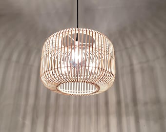 Handgeflochtene Rattan Pendelleuchte, Boho Chic Deckenlampe, Beleuchtung für die Kücheninsel
