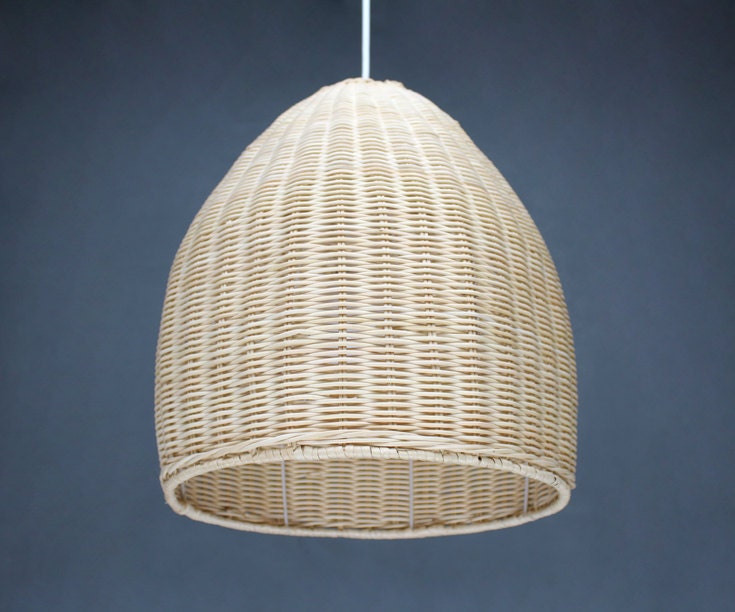 One Rattan Basket Pendant Light With One Lampholder Rattan Etsy