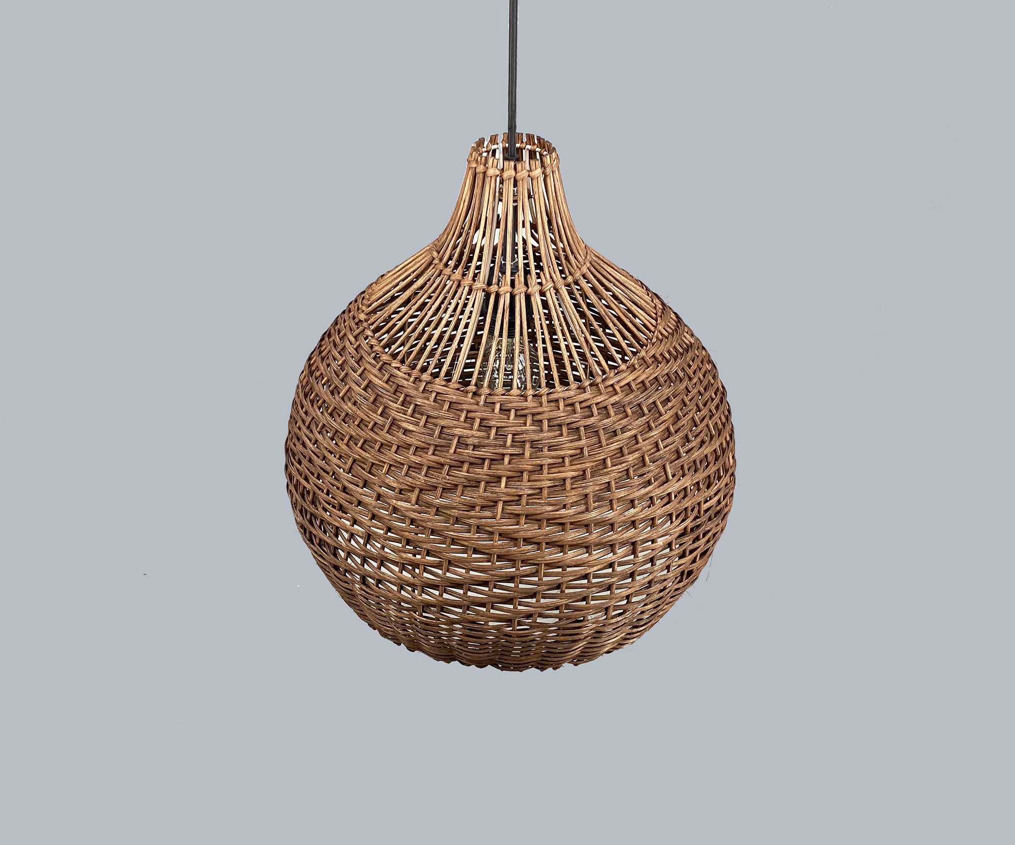 Handwoven Rattan Pendant Light, Brown Gourd-shaped Bohemian Ceiling ...