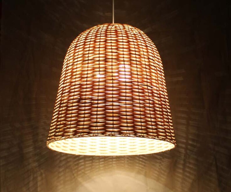 Bell Shaped Rattan Lighting Fixturespendant Lightsrustic Etsy