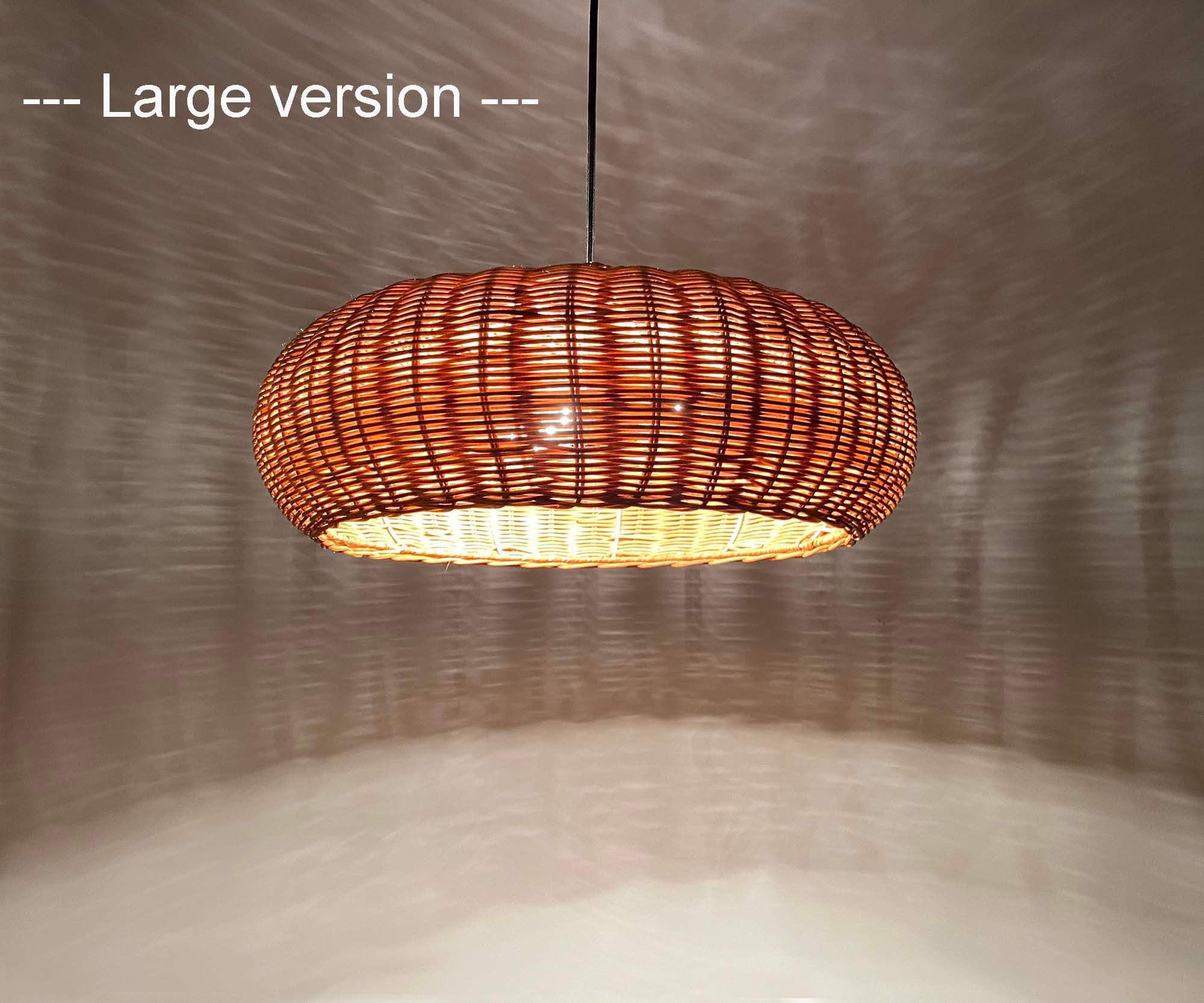 Lighting Raft Rounded Rectangular Shaoe Rattan Pendant Light – Round Woven Shade, Three-light Socket - Etsy
