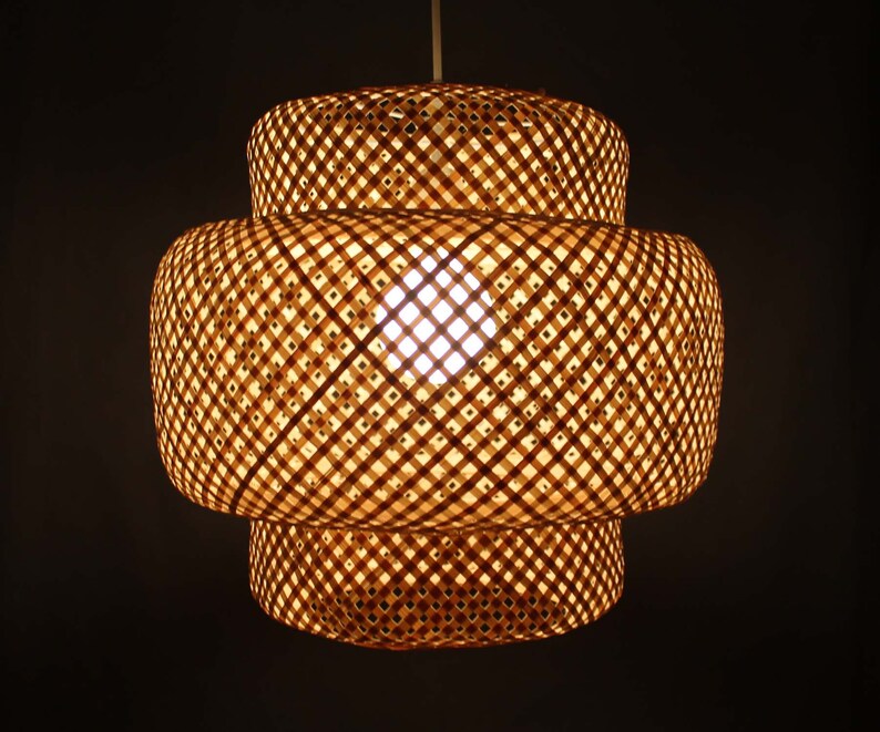 Tower Bamboo Pendant Light Rustic Bamboo Lighting Fixture Etsy