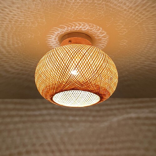 Round Bamboo Flush Mount Lighting 