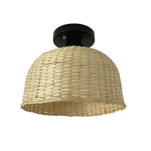 Handwoven Bamboo Flush Mount Ceiling Light - 9.8&#39;&#39; Wide