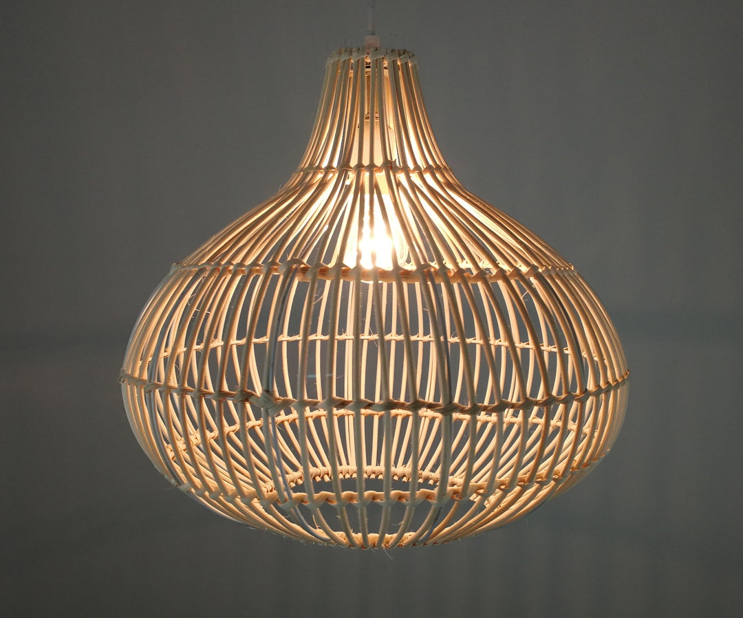 Handwoven Gourd Rattan Pendant Light, Farmhouse Chandelier (w15''xh15 ...