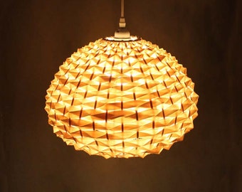 Handwoven Bamboo Pendant Light: Rustic Wave Lampshade (15" Width)