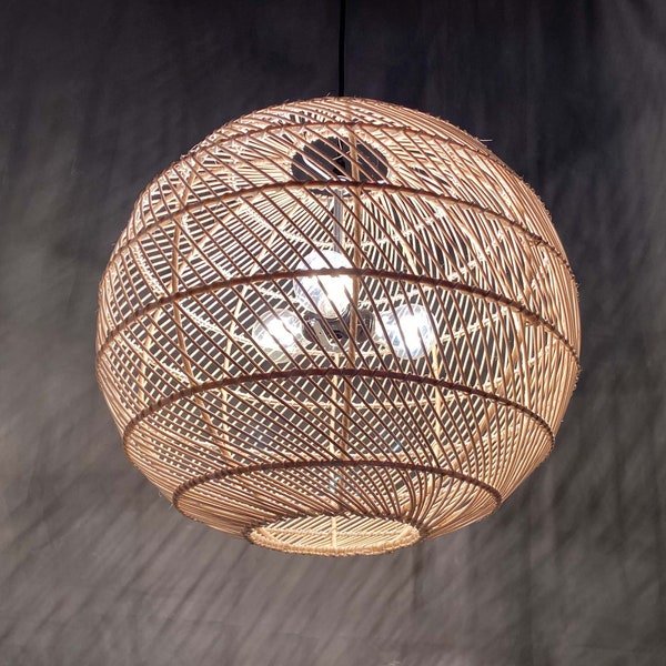 Natural Rattan Color or Brown or Black Globular Pendant Light - Diameter 45cm - Voltage 110-240V/50-60Hz - Using Worldwide