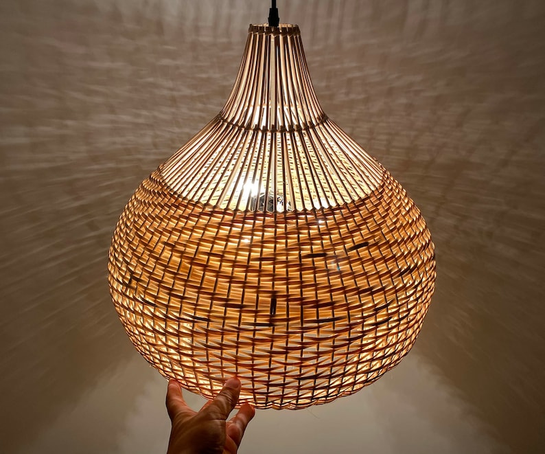 Handwoven Rattan Pendant Light, Gourd-shaped Island Ceiling Light ...
