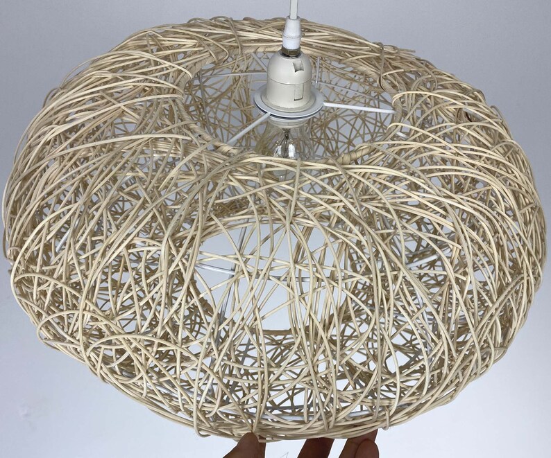 Ovalshaped Rattan Lighting Fixture natural Rattan Pendant Etsy