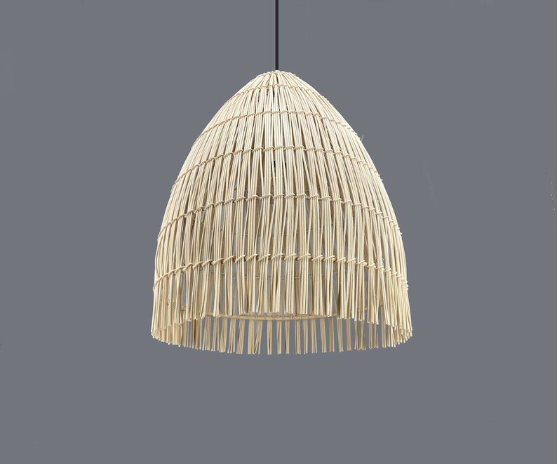 Thin Rattan Basket Pendant Light Handwoven From Rattan Etsy