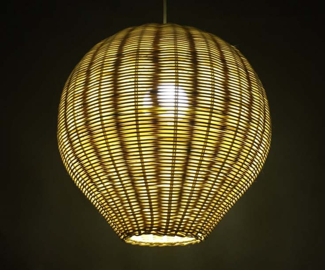 Hand Woven Cane Pendant Lightcountryside Light Etsy