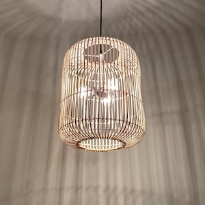 Handwoven Rattan Pendant Light,Rustic Farmhouse Lighting,Wicker Hanging Light,Minimalist Decor Ceiling Lighting Fixture,Rattan Ceiling Light