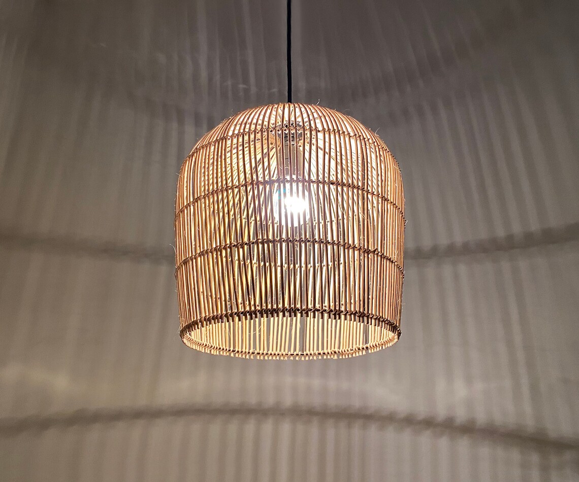 Handwoven Rattan Basket Pendant Lights Rattan Lighting Etsy