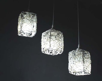 3 or 5 PCS Cuboid-shaped Rattan Lampshades Lighting Pendant Lights Decor Rural Lighting Ceiling Lamps Hanging Lighting Fixtures Chandelier