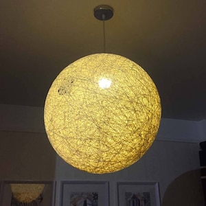 Hemp Rope Sphere Pendant Light - Natural Woven Ball Lamp