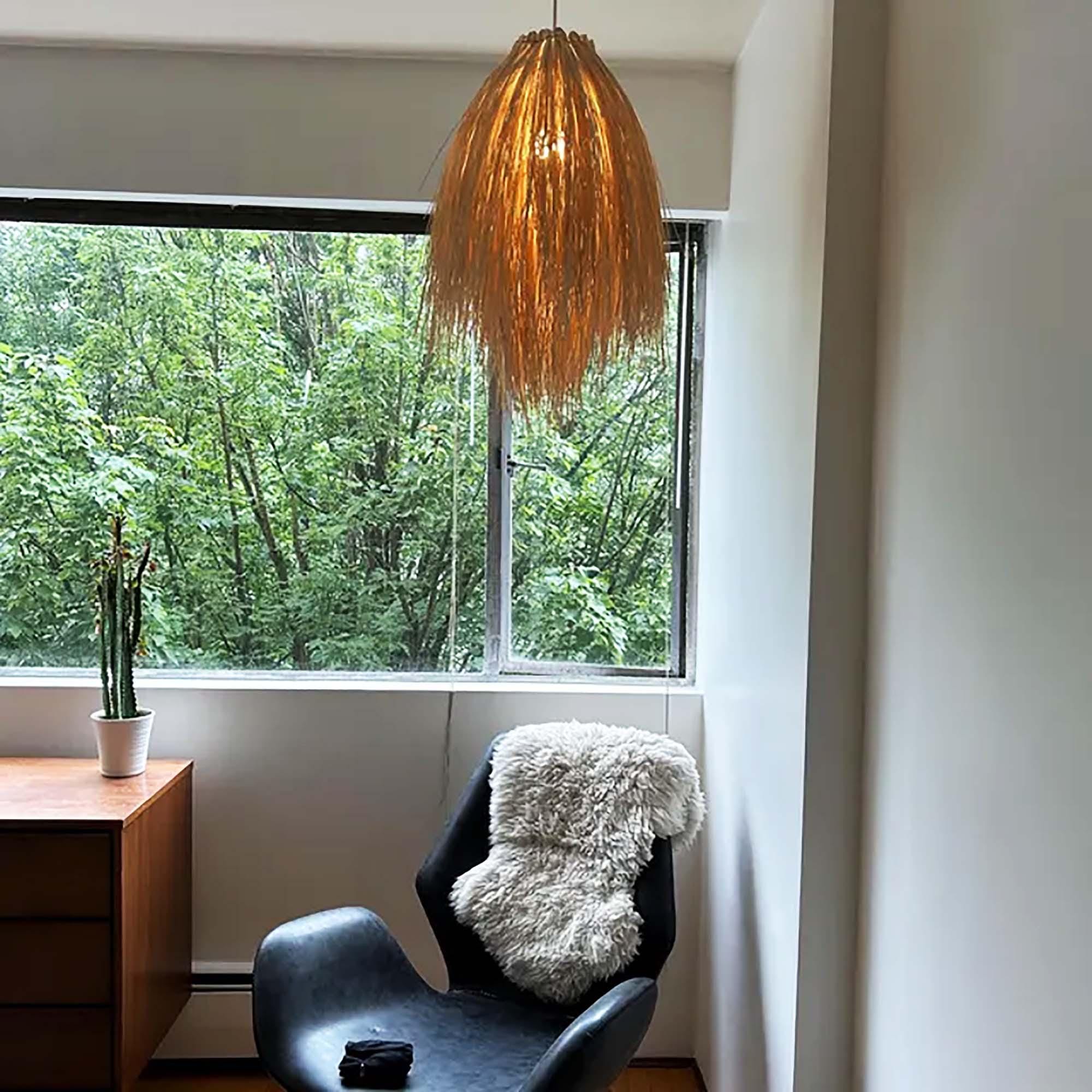 手編みラタンペンダントライト、ロングヘア照明器具 - Etsy 日本