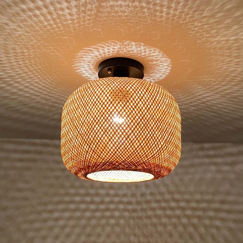 Bamboo Flush Mount Lighting Fixture 