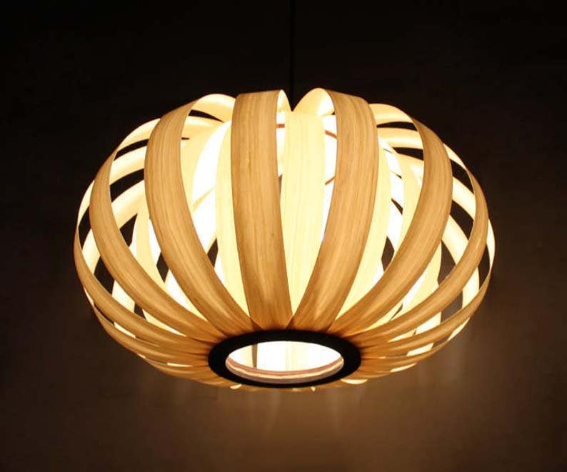 Thin Wooden Paper Pendant Lightsdecorative Lightingcreative Etsy