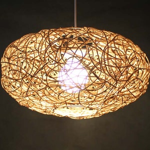 Oval Rattan Pendant Light,Rattan Ceiling Light Fixture,Rustic Light Fixture,Eco-friendly Ceiling Lamp,Handwoven Rattan Lampshade,Width 15.7&quot;
