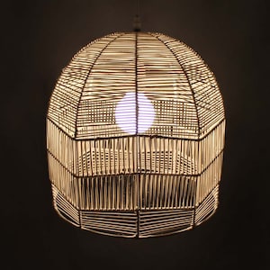 White Washed Rattan lighting - Pendant Light - Bell-shape Design lighting - Rustic Lighting - Using Worldwide - 110-240V/50-60Hz