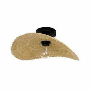 Natural Bamboo Flying Saucer Flush Mount Light (15.7&#39;&#39;)