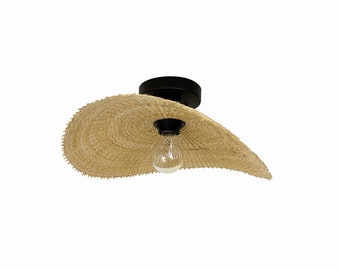 Lámpara empotrada de bambú natural con forma de platillo volador (15,7'')