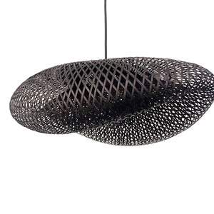 Handwoven Black Bamboo Pendant Light - Cloud Lampshade (W23.5&#39;&#39;)