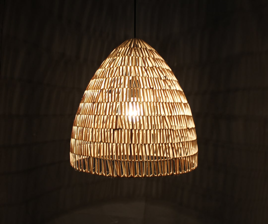 Conical Rattan Shade Handwoven Rattan Conical Pendant Lights -natural Color or Black Shade's ...