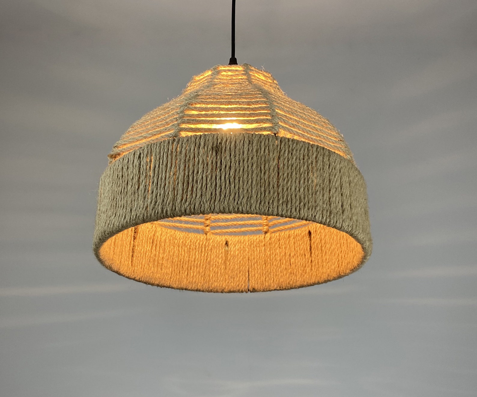 Natural Hemp Rope Pendant Lights Countryside Style Lighting Etsy