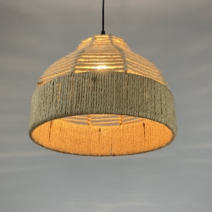 Handwoven Hemp Rope Pendant Light,Countryside Style Hanging Light,Vintage Ceiling Lamp,Lampshade Size W13.7&quot; by H10.6,Plug-in/Hardwired