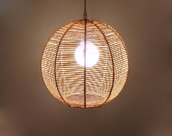 Handwoven Paper Rope Pendant Light: Light Brown Lampshade
