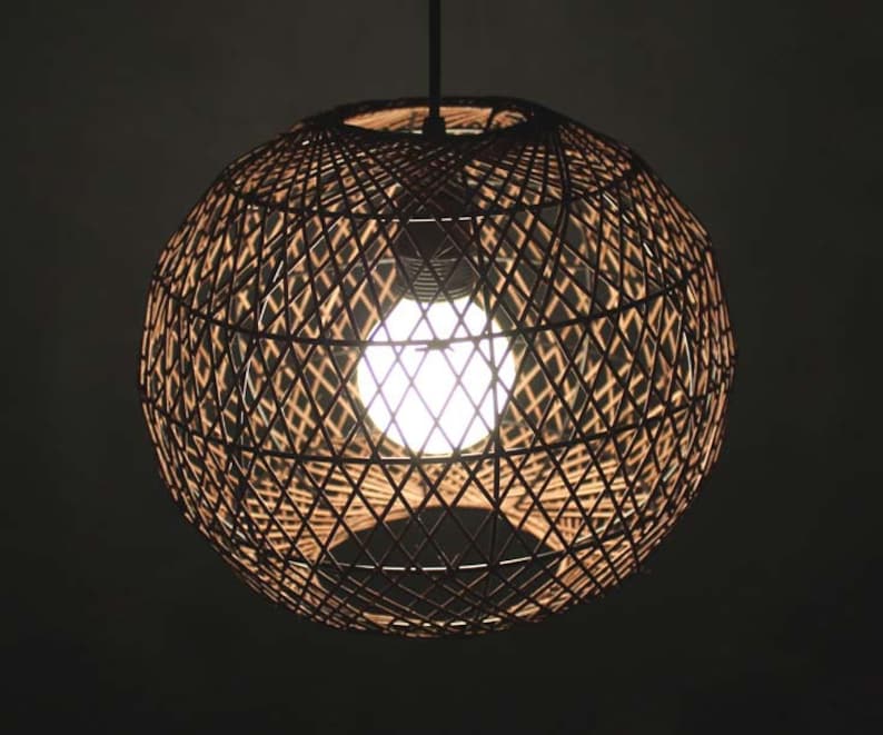 Sphere Rattan Pendant Lights Brown Rattan Lighting Decor Etsy