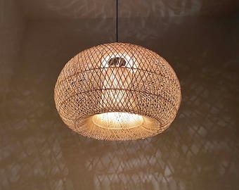 Handwoven Rattan Pendant Light – Natural Wicker Lighting Fixture