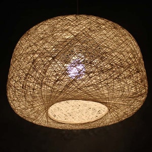 Handwoven White Hemp Rope Pendant Lights- Ceiling Lamp- Restaurant Lighting- Decor Lighting- Diameter: 22&#39;&#39;- 110-240V/50-60Hz-Free Shipping