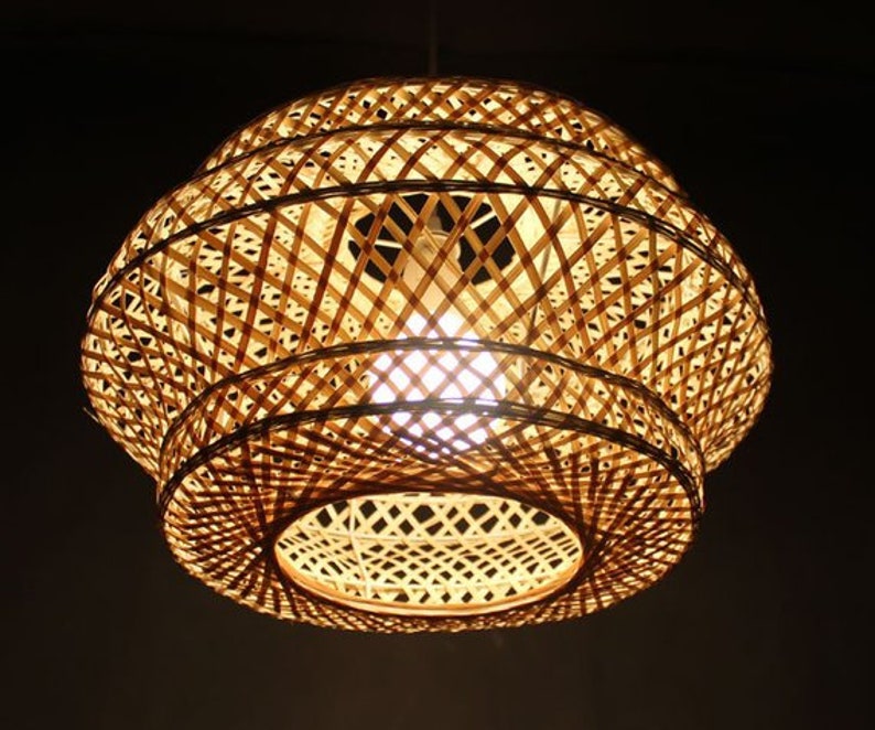 Natural Bamboo Lampshade Fixture Bamboo Lightingpendant Etsy