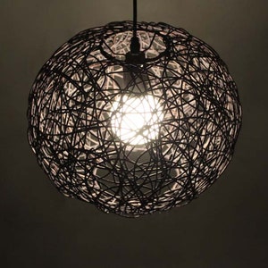 Black Rattan Sphere Pendant Lights - Ball Fixtures - Ceiling Lighting - Rustic Lighting - Black Fixtures - Black Decorative Lighting