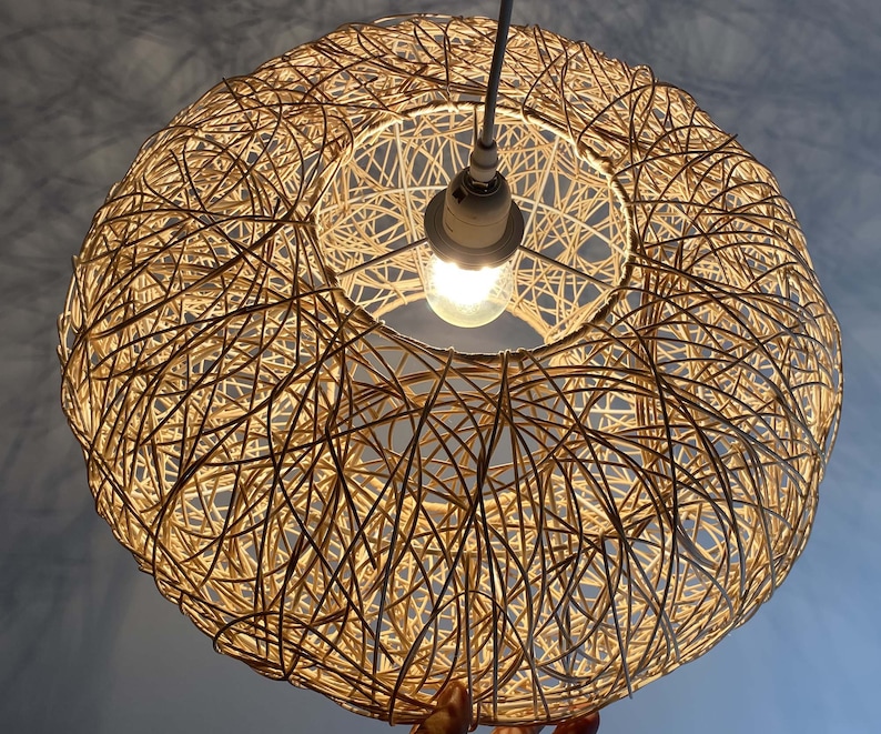 Ovalshaped Rattan Lighting Fixture natural Rattan Pendant Etsy