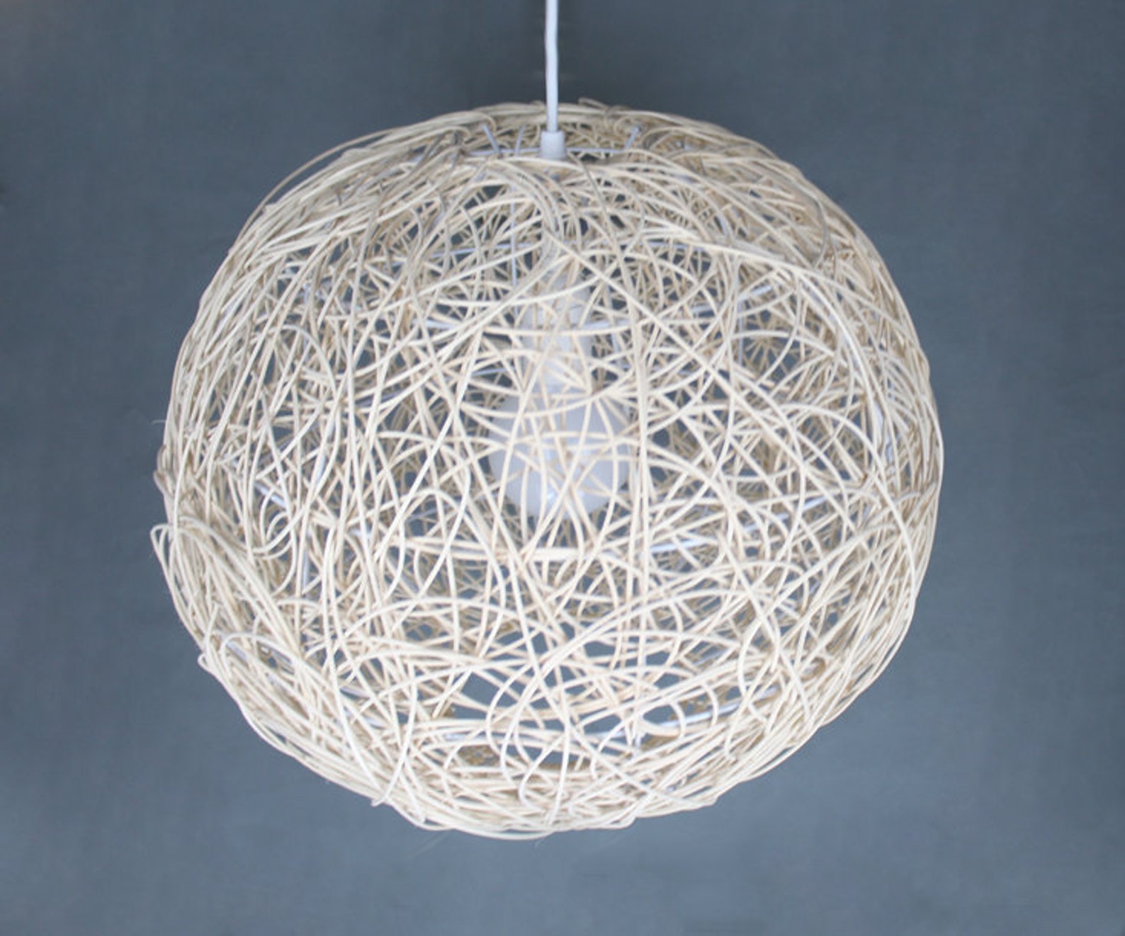Natural Rattan Sphere Pendant Lightsball Lamp Shadehanging Etsy