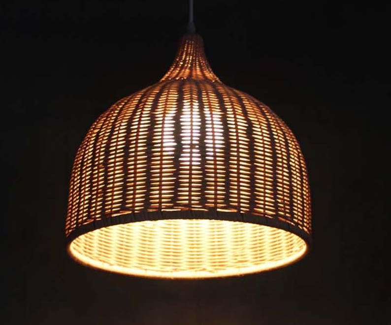Handwoven Bell Shaped Rattan Pendant Lights Home Living Etsy