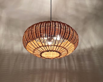 Lámpara colgante de ratán, lámpara colgante de mimbre, accesorio de iluminación bohemio