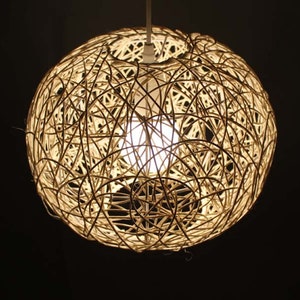 Handwoven Rattan Pendant Light,Rattan Ceiling Light,Ceiling Light Fixture, Rattan Sphere Lighting,Hardwired or Plug-in,3 Diameter Sizes