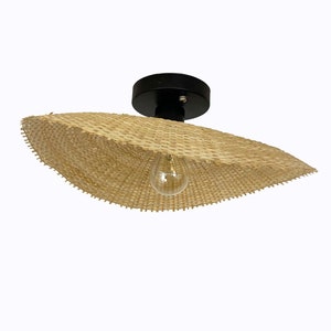 Bamboo Flying Saucer Flush Mount Lighting - 15.7&#39;&#39; Wide