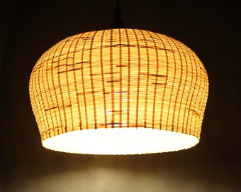 Handwoven Bamboo Pendant Light: Rustic Boho Lampshade (W13.7"xH8.6")