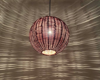 Sphärische Rattan Pendelleuchte - Braune oder Natürliche Korb Lampe, 3 Durchmesser Optionen